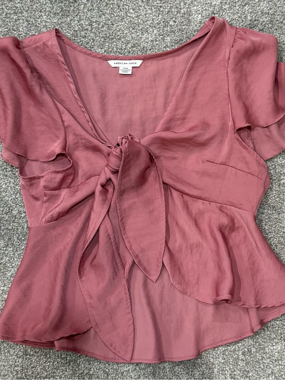 American Eagle Outfitters Dusty Rose Tie-Front Blouse